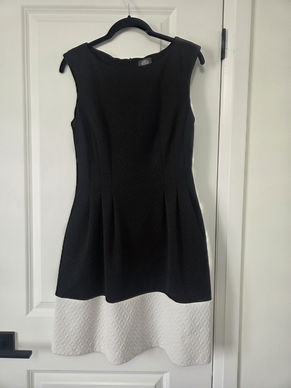 Black and White Sleeveless Fit-and-Flare Dress